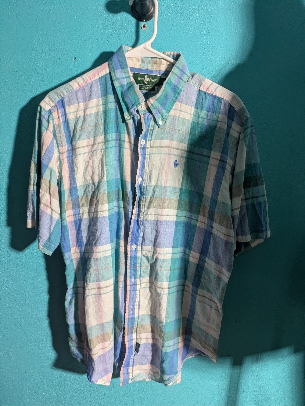 Tommy Bahama Blue & Green Plaid Short-Sleeve Button-Down Shirt